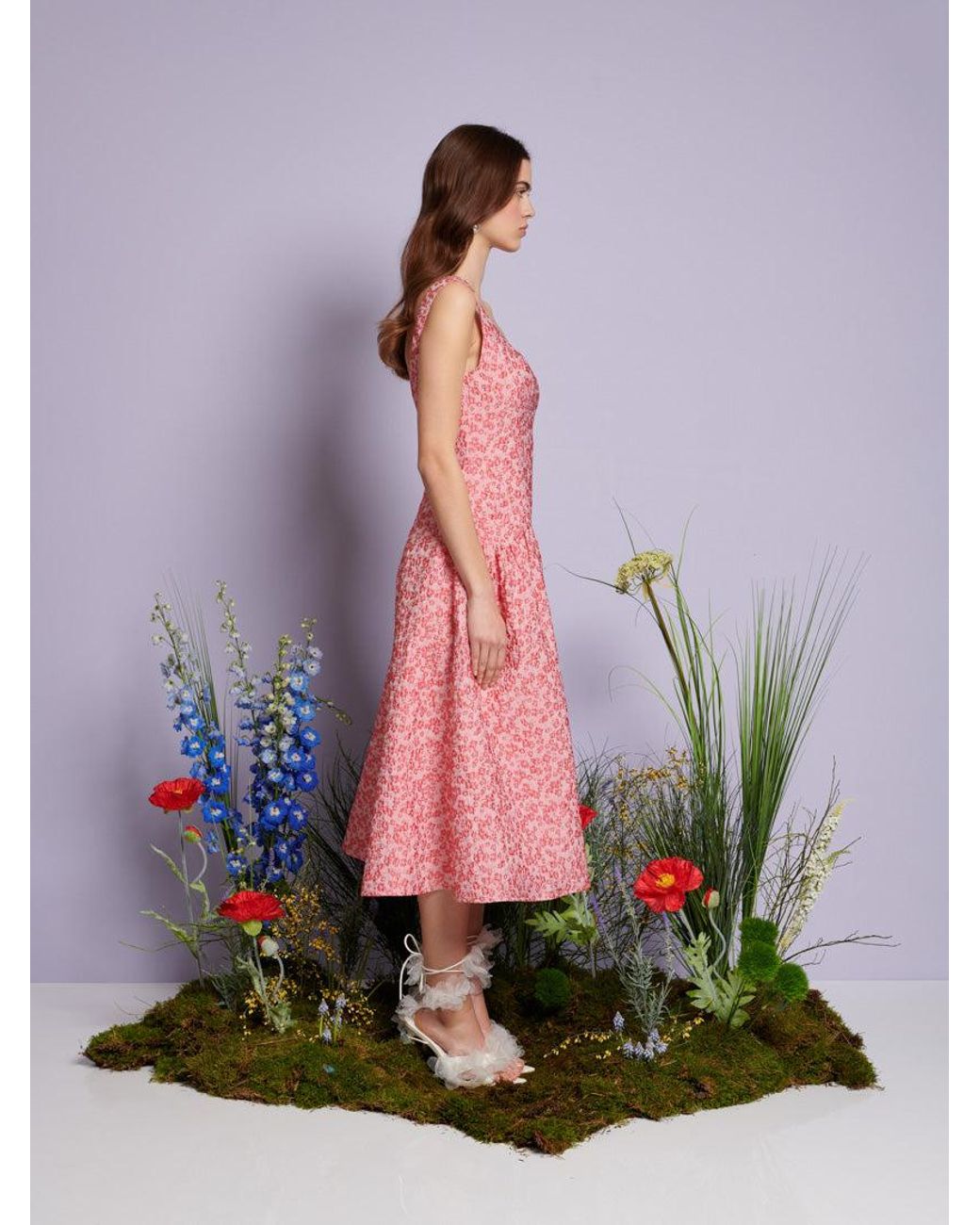 Sister Jane Dream Zinnia Jacquard Midi Dress in Pink | Lyst