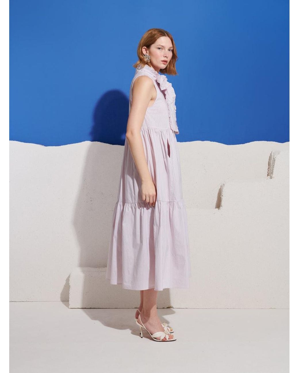 Sister Jane Blue Wave Stripe Bow Maxi Dress