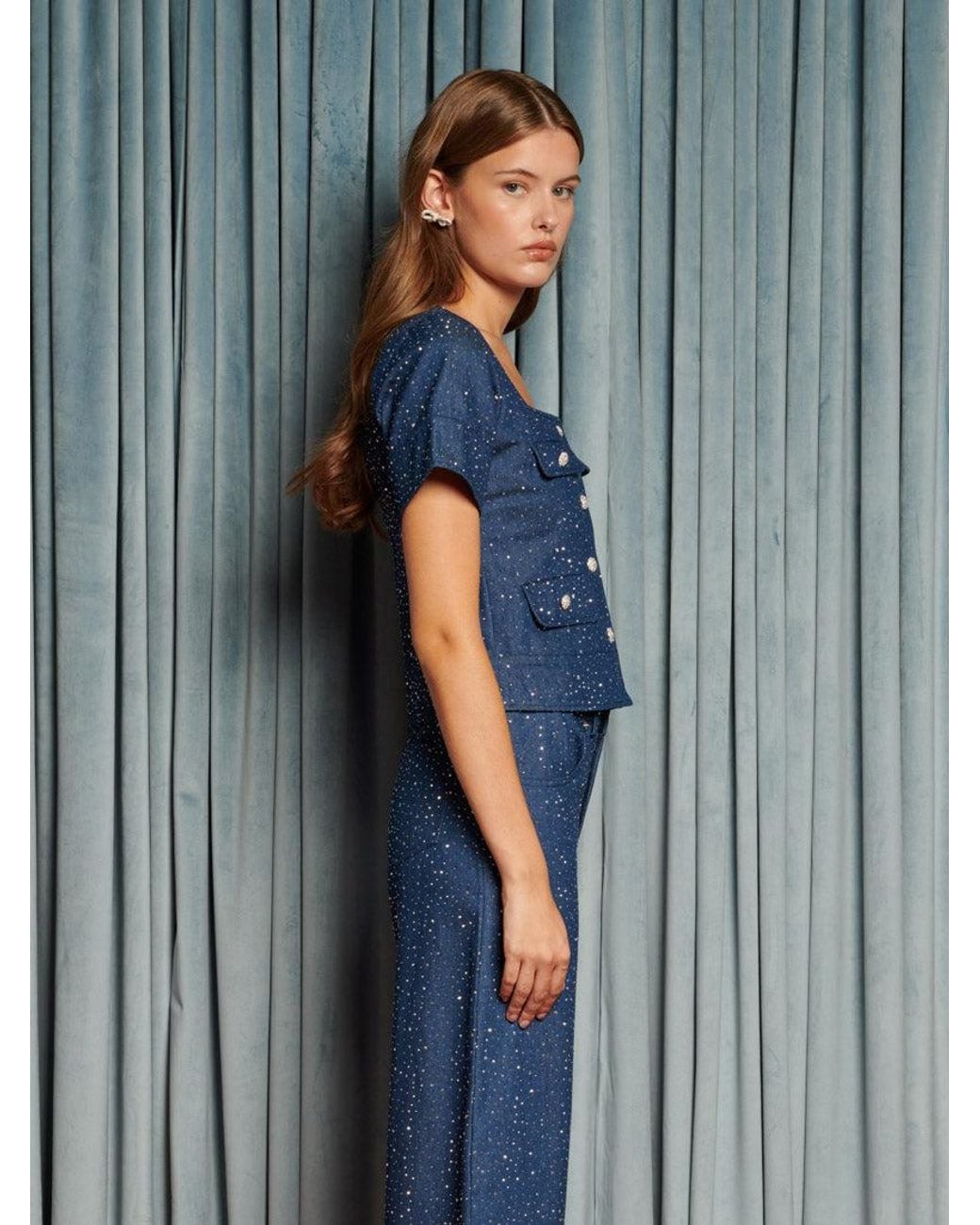 Sister Jane Blue Daze Embellished Denim Top