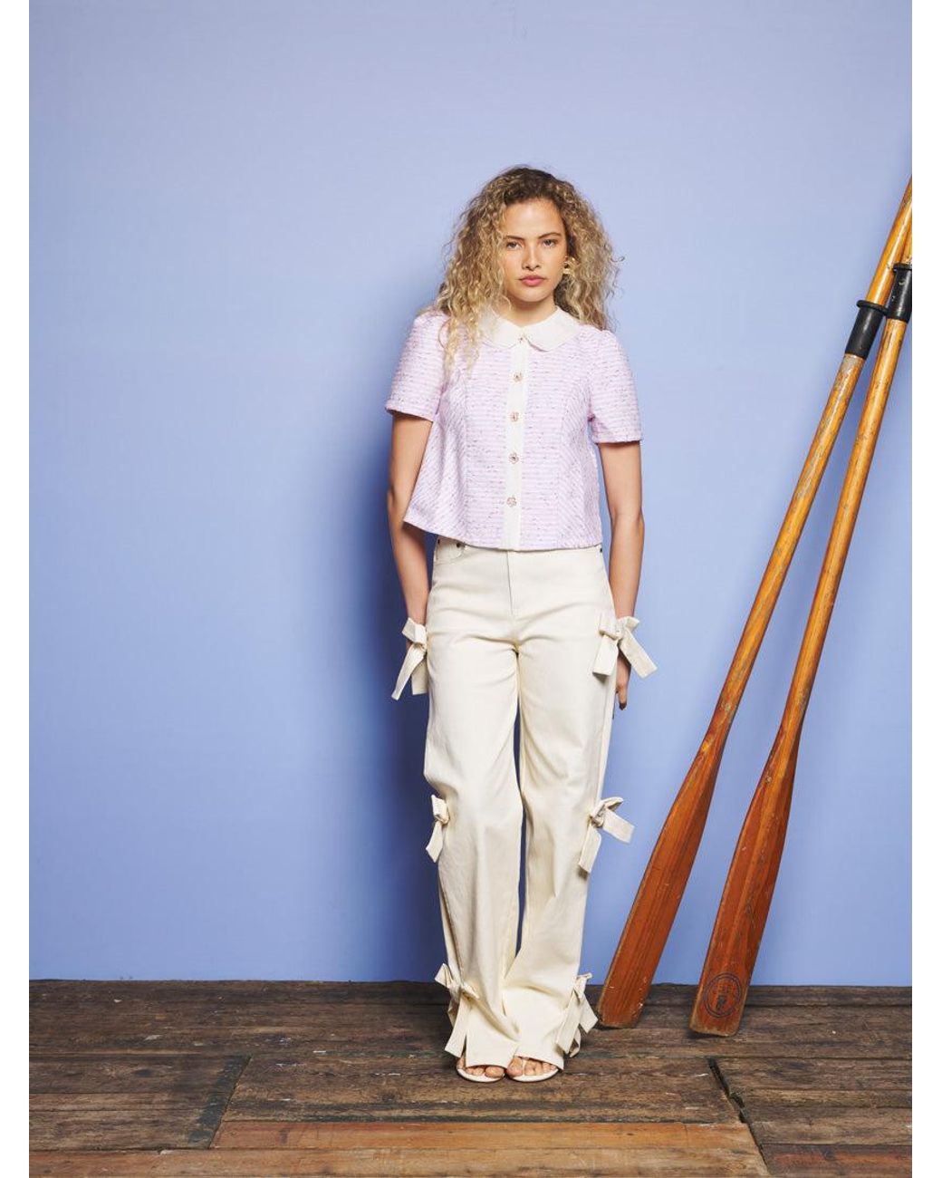 Sister Jane White Glisten Tweed Top