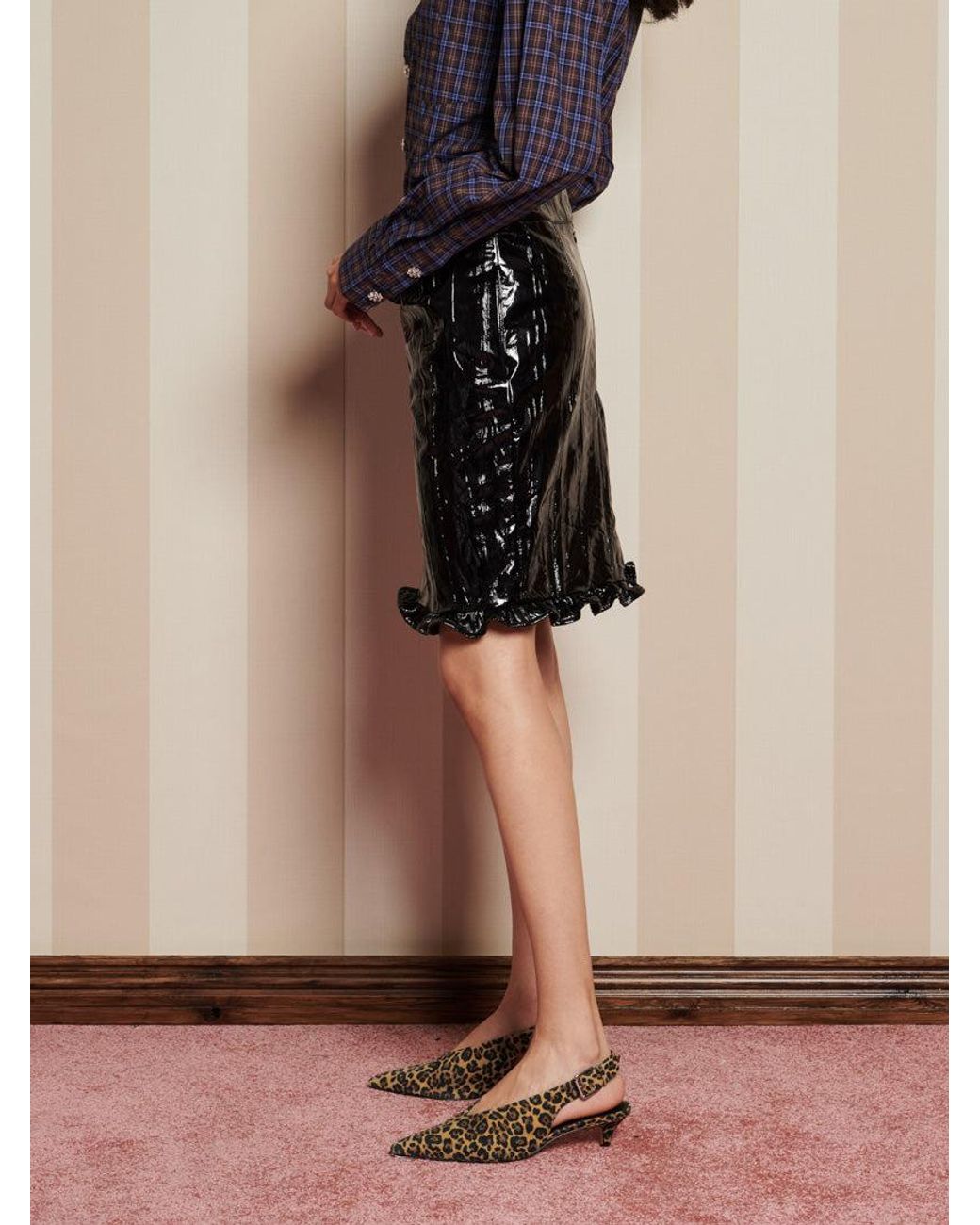 Sister Jane Brown Lunette Pu Midi Skirt
