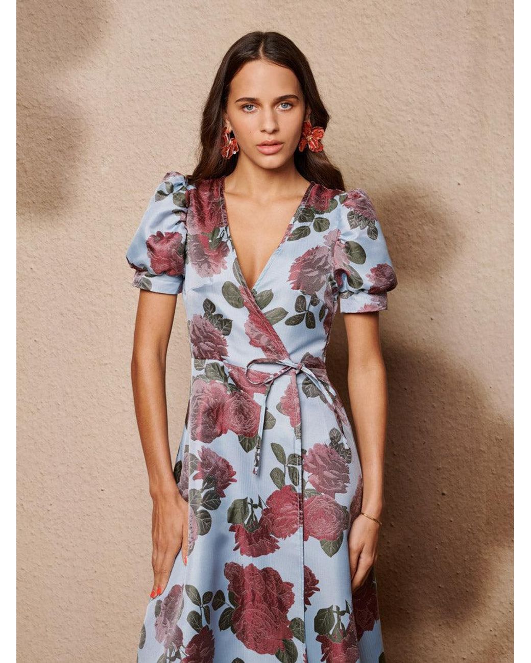 Sister Jane Brown Glowstate Jacquard Wrap Dress