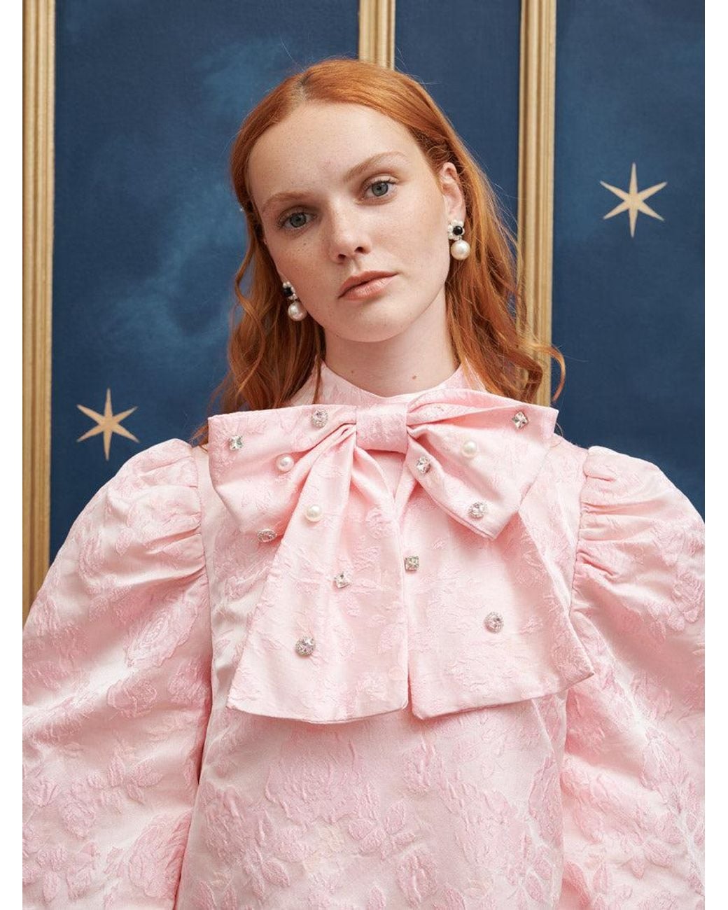 Sister Jane Blue Sparkle Jacquard Bow Dress