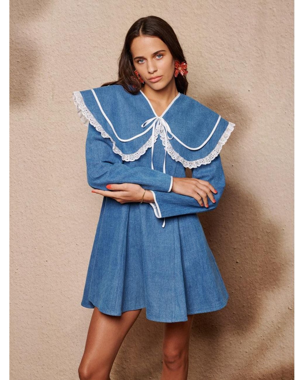 Sister Jane Blue Dappled Denim Mini Dress