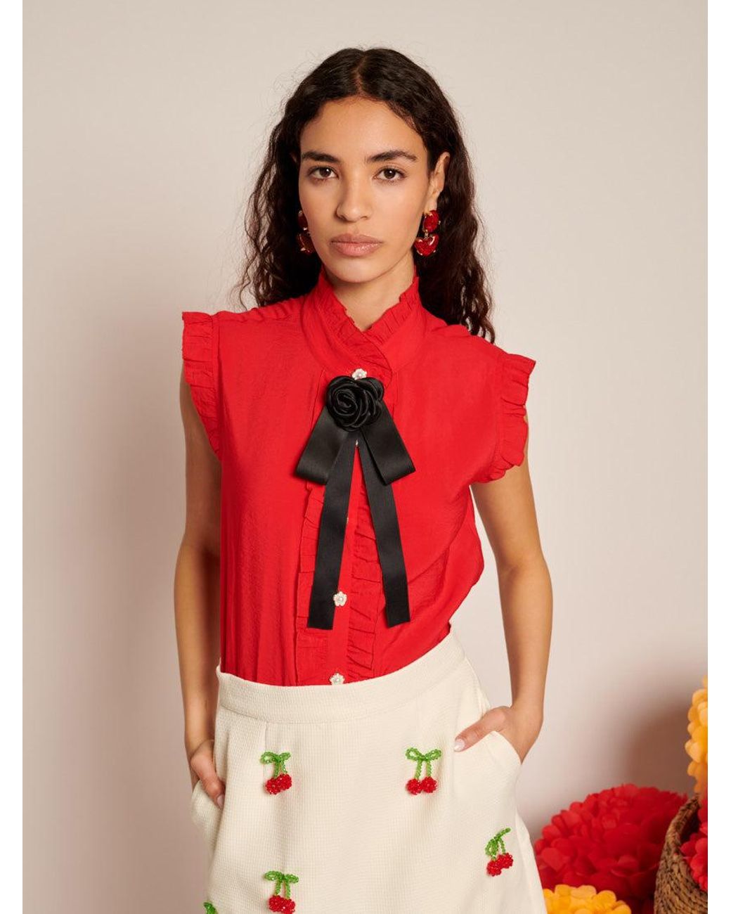 Sister Jane Red Passion Sleeveless Blouse