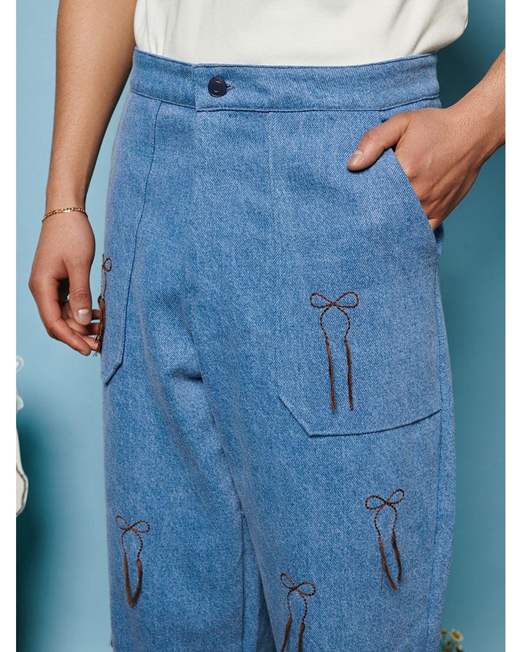 Sister Jane Blue Honeycomb Denim Trousers