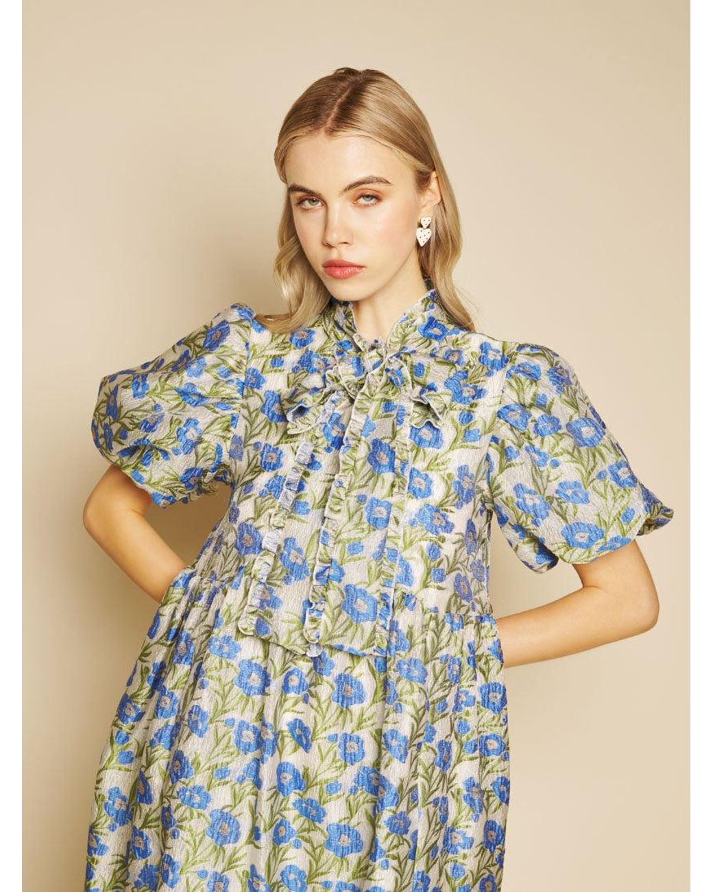 Sister Jane Blue Iris Jacquard Midi Dress