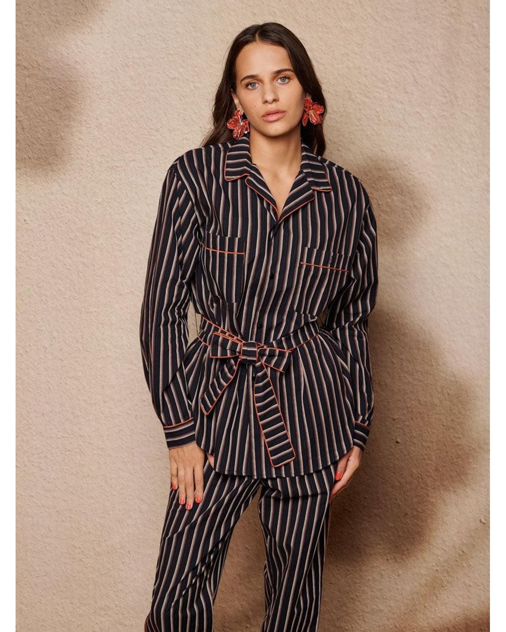 Sister Jane Brown Wisp Stripe Pyjama Shirt