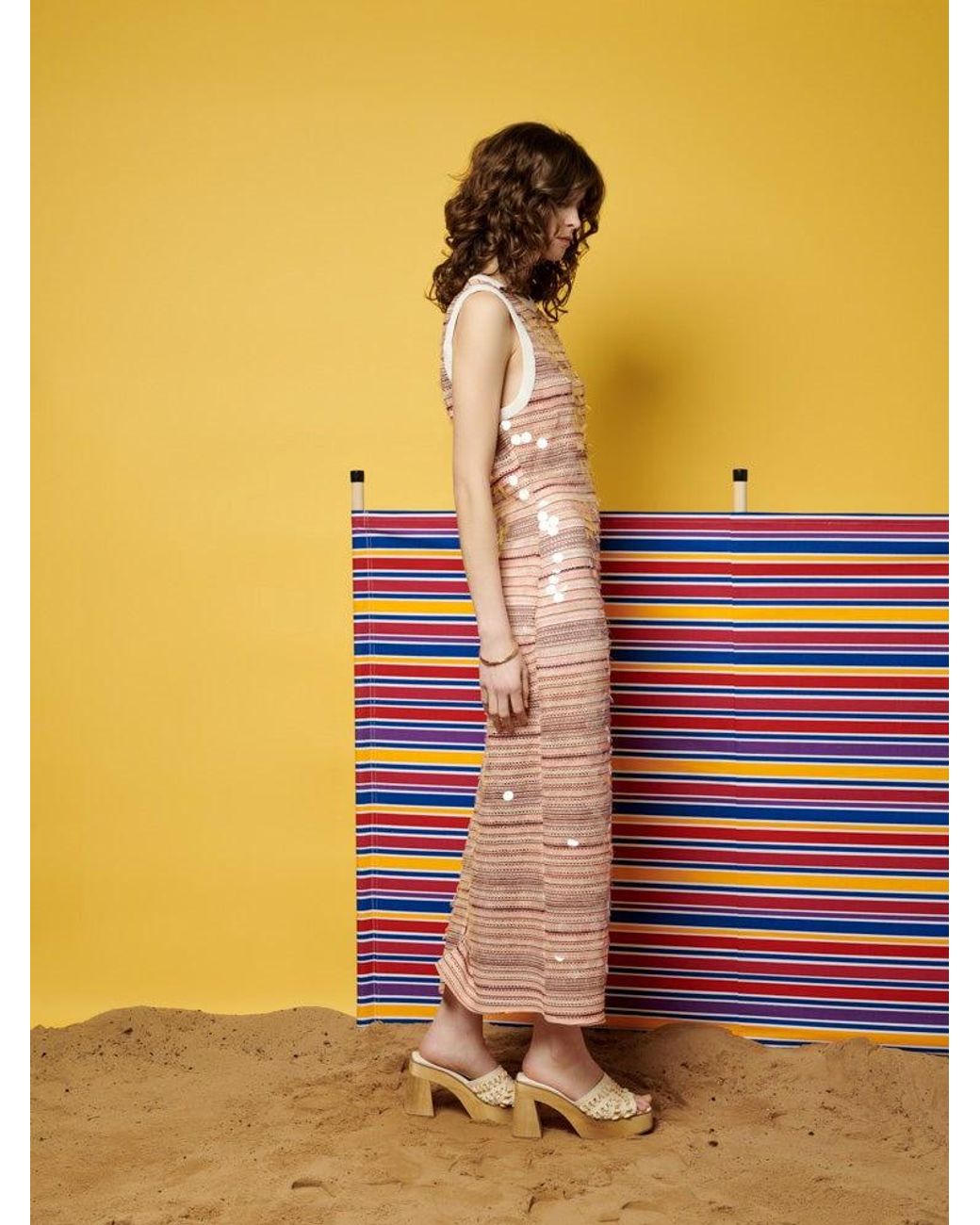 Sister Jane Yellow Ghospell Gloria Sequin Knit Midi Dress