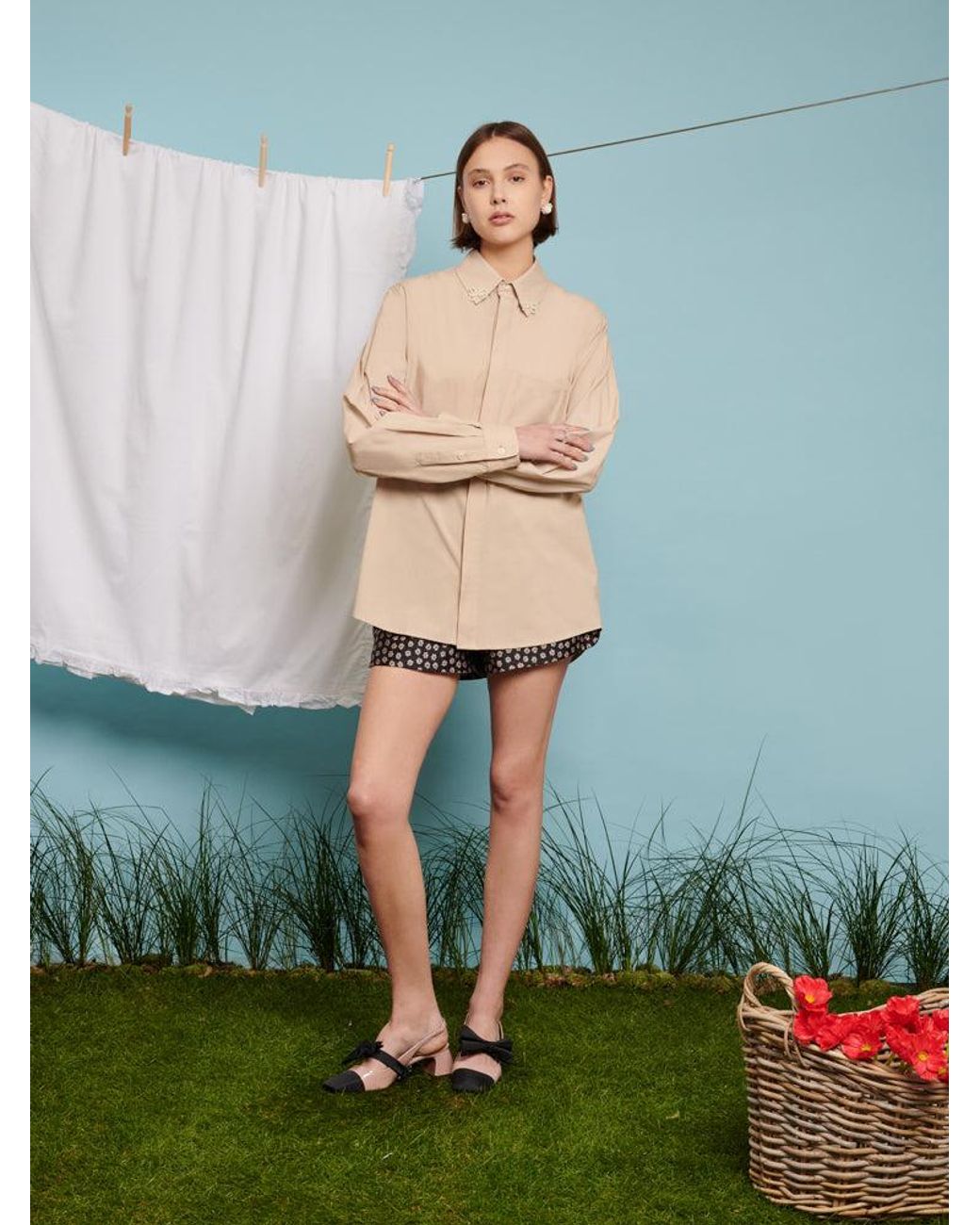 Sister Jane Blue Penny Bow Embellished Shirt