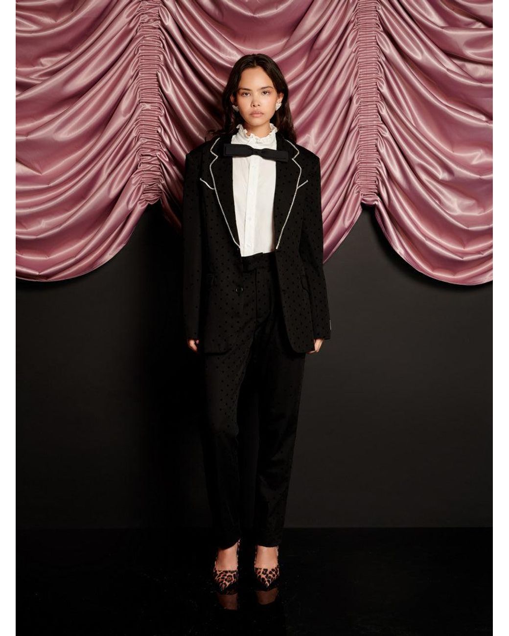 Sister Jane Black Frankie Polka Dot Single Breasted Blazer