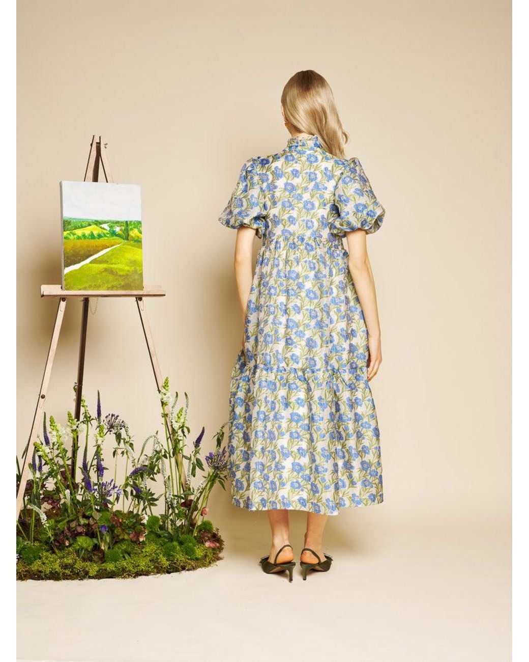 Sister Jane Blue Iris Jacquard Midi Dress