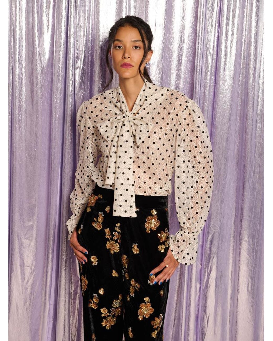 Sister Jane Pink Carrington Lace Bow Shirt