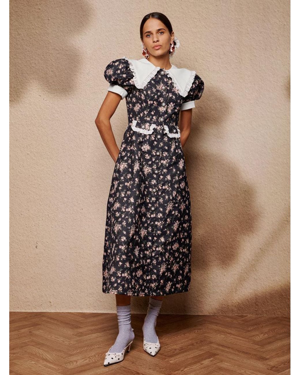 sister jane brown dress Eclipse Ditsy Midi in This dress features a