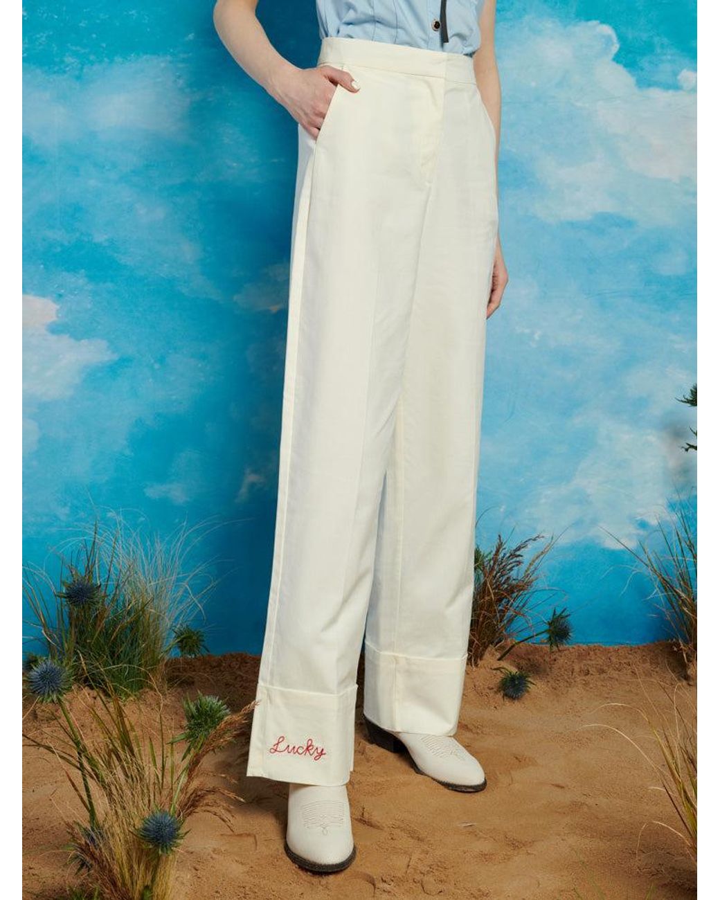 Sister Jane Blue Lucky Embroidered Trousers