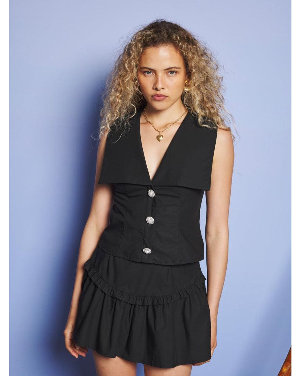 Sister Jane Blue Birdie Collared Vest