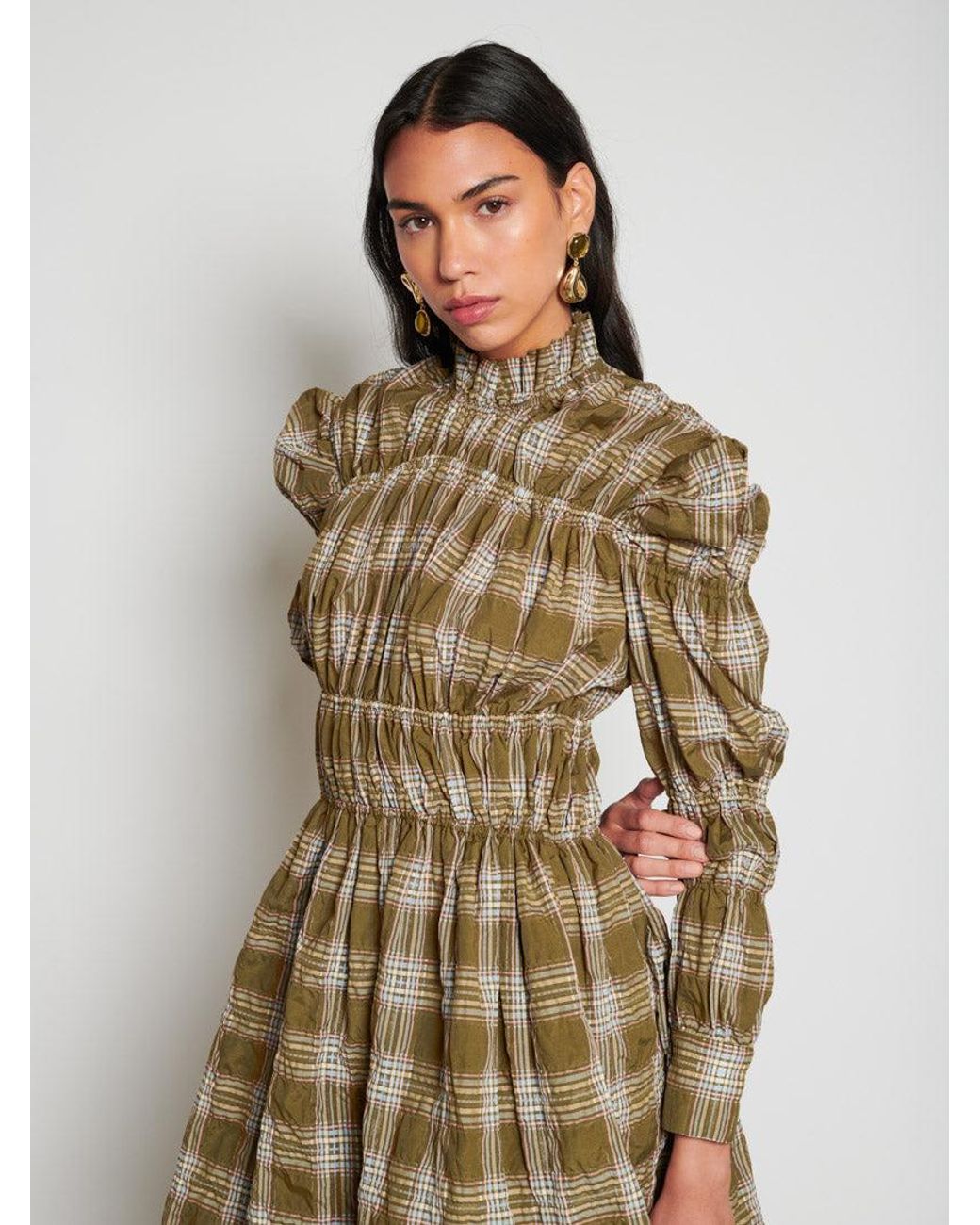 Sister Jane Green Ghospell Fern Check Ruched Mini Dress