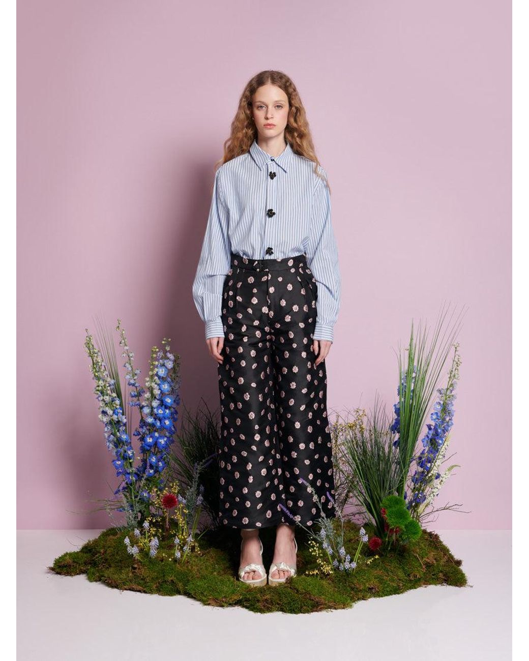 Sister Jane Multicolor Rose Bells Jacquard Trousers