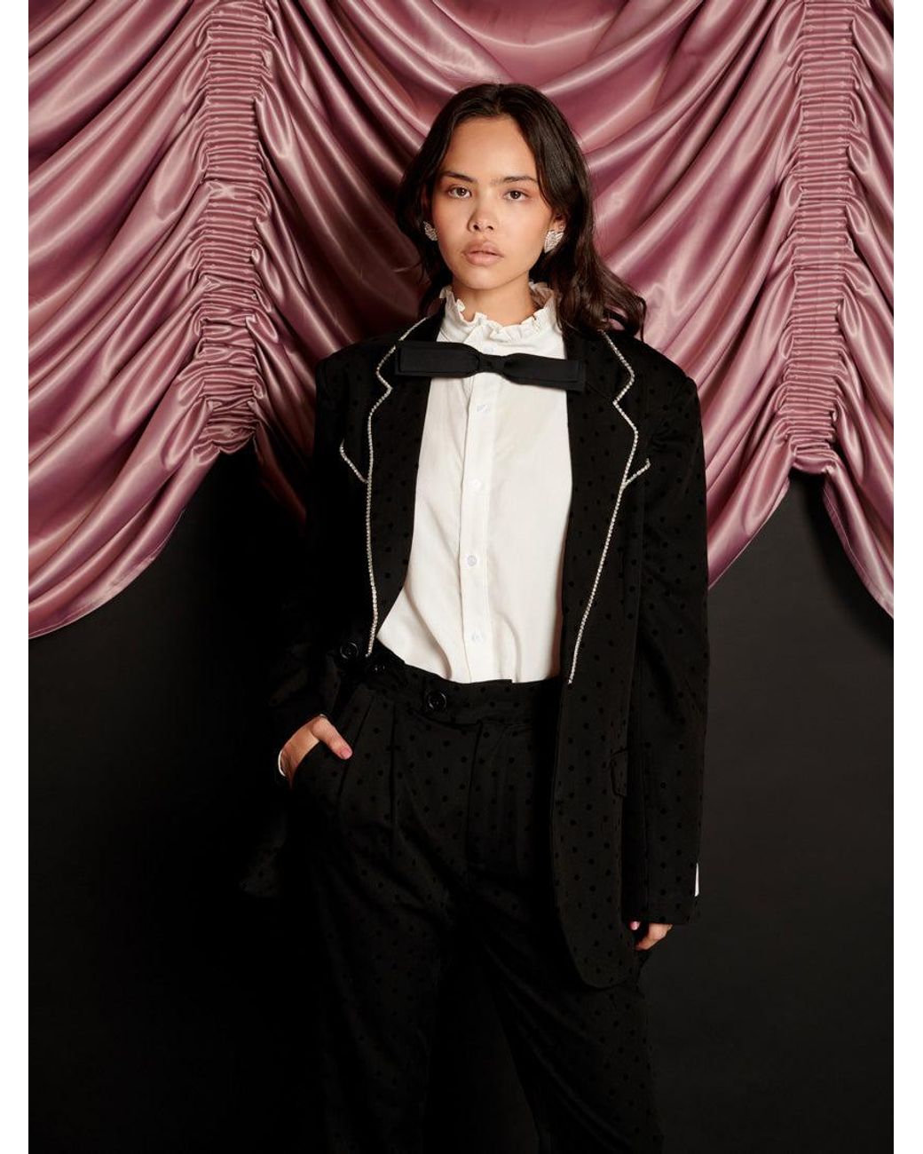 Sister Jane Black Frankie Polka Dot Single Breasted Blazer