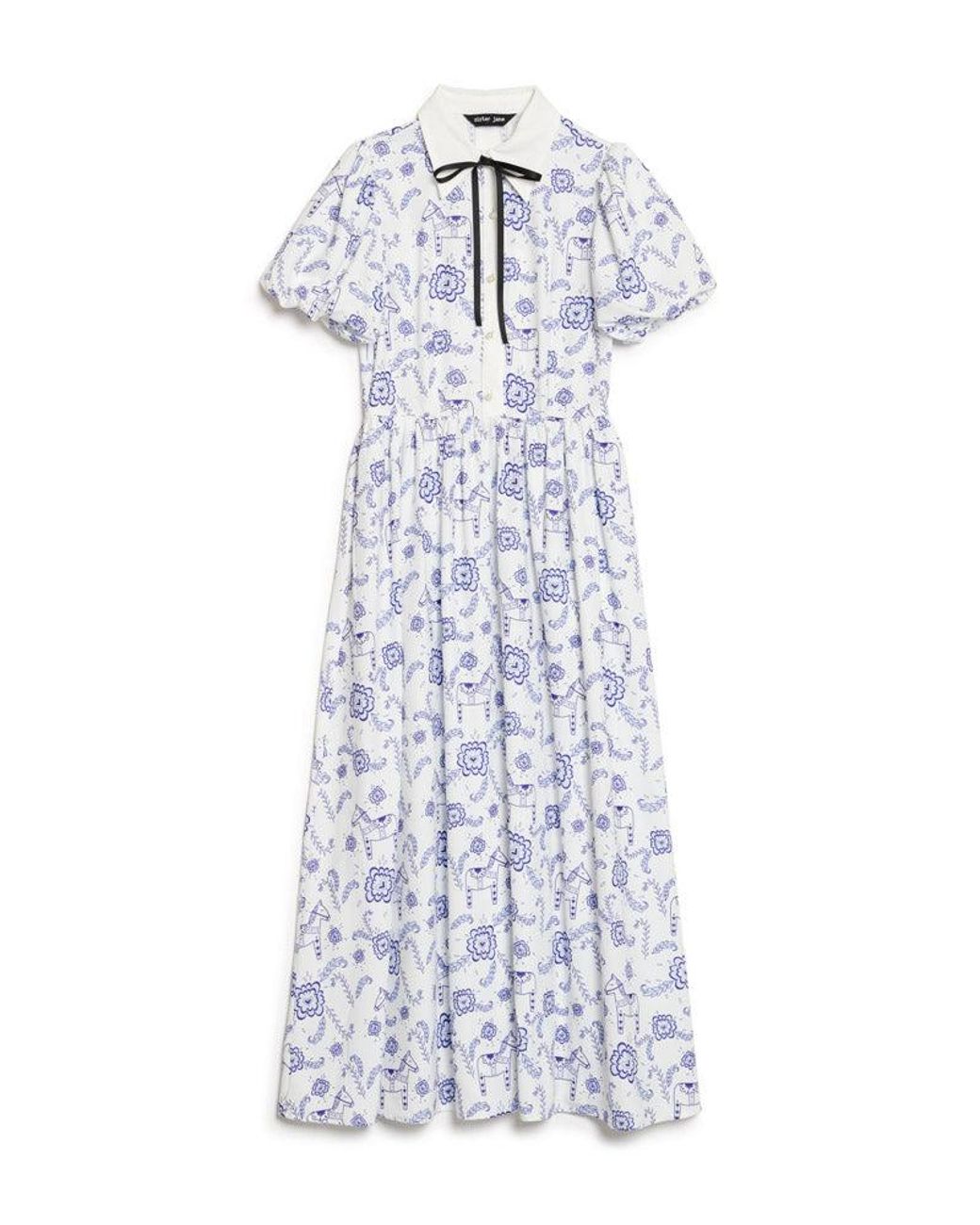 Sister Jane Natural Dala Print Midi Dress