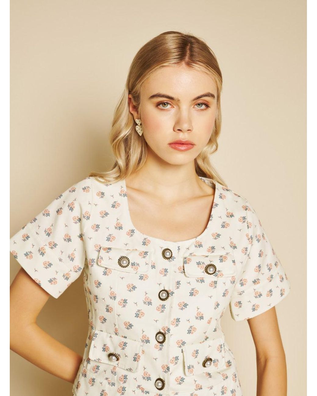 Sister Jane Natural Pêche Ditsy Denim Top