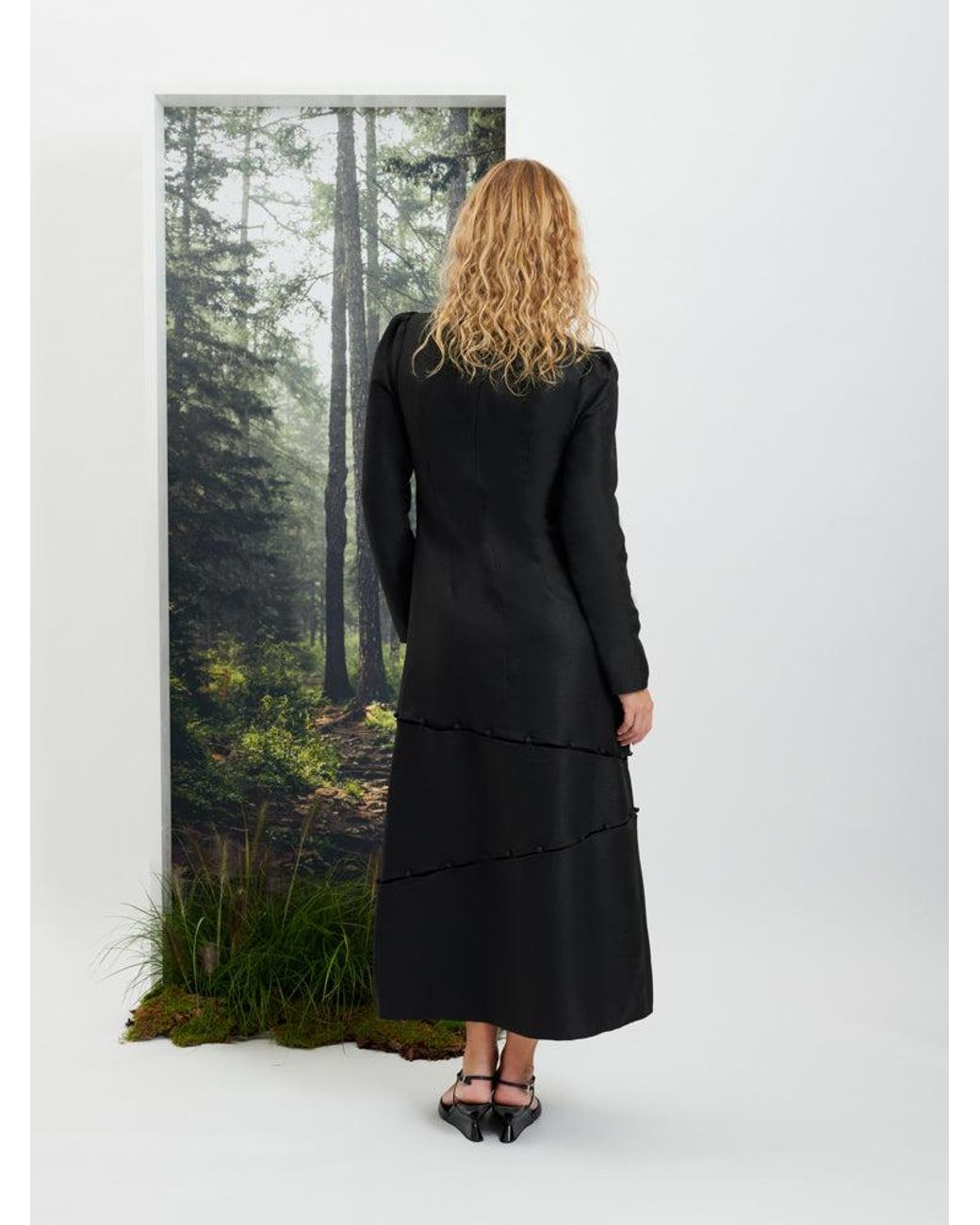Sister Jane Black Ghospell Tabitha Button Up Midi Dress