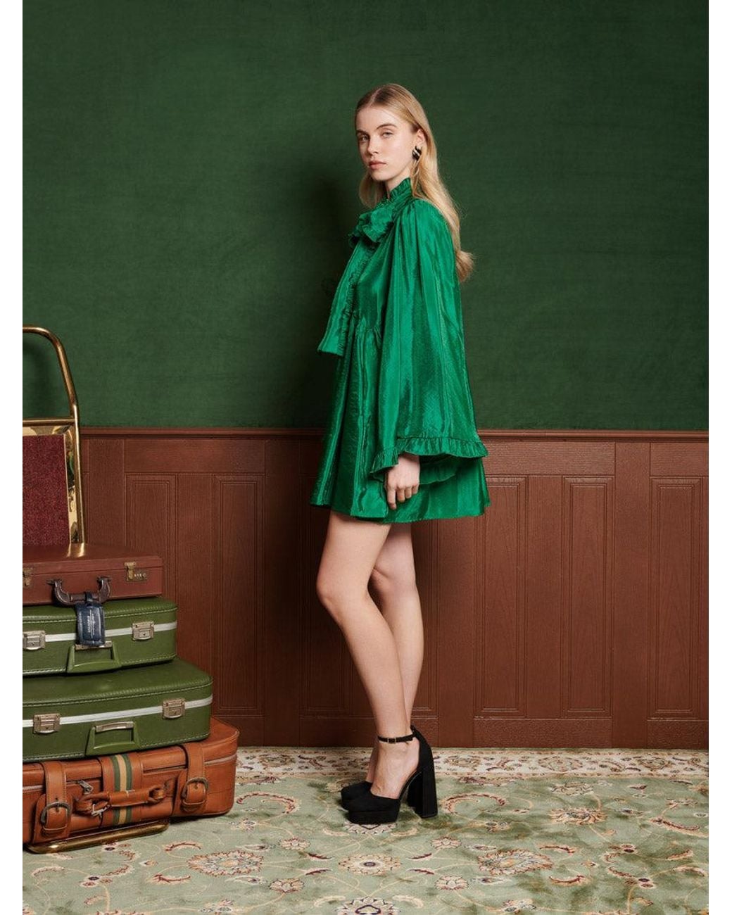 【sister jane】emerald bow mini dress sister-jane-Forest-Green-