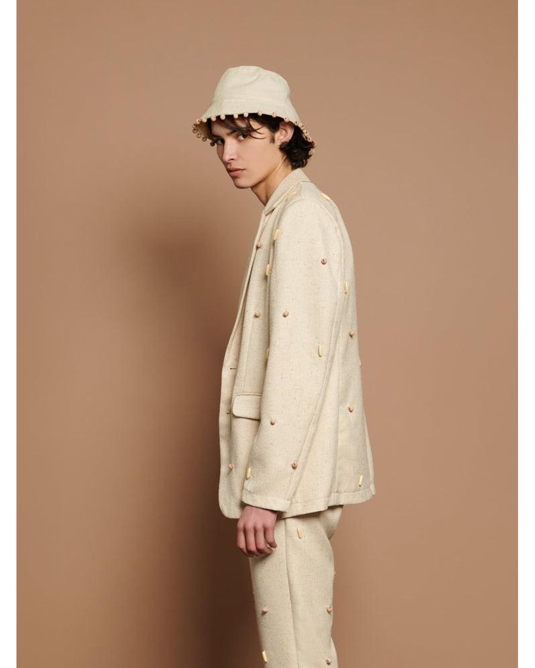 Sister Jane Natural Dylan Bead Single Breasted Blazer