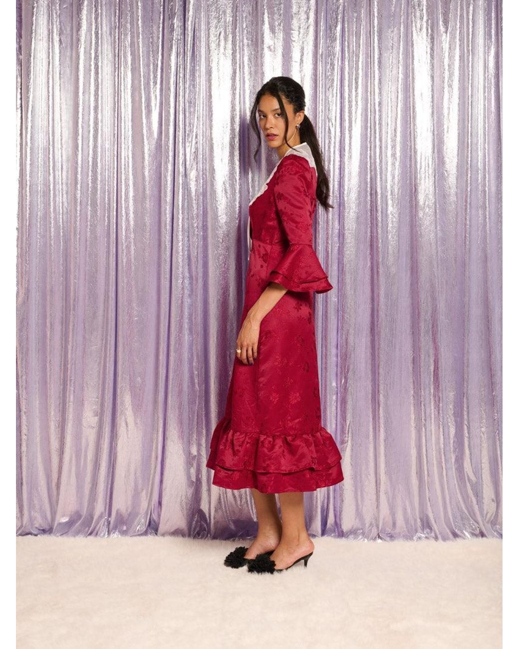 Sister Jane Pink Denver Jacquard Midi Dress