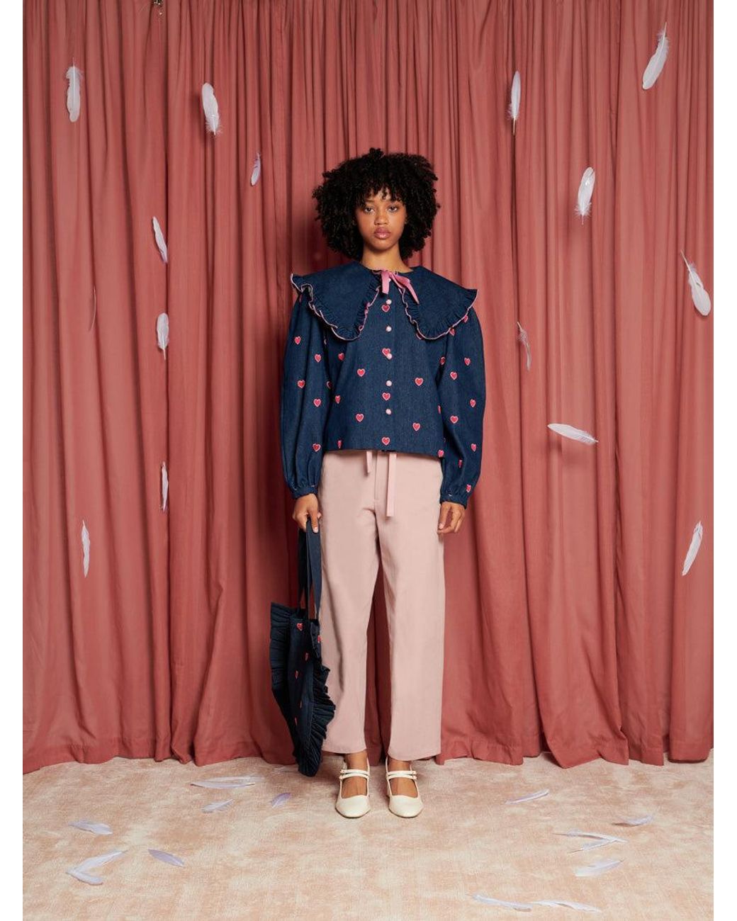 Sister Jane Pink Crane Waist Tie Trousers