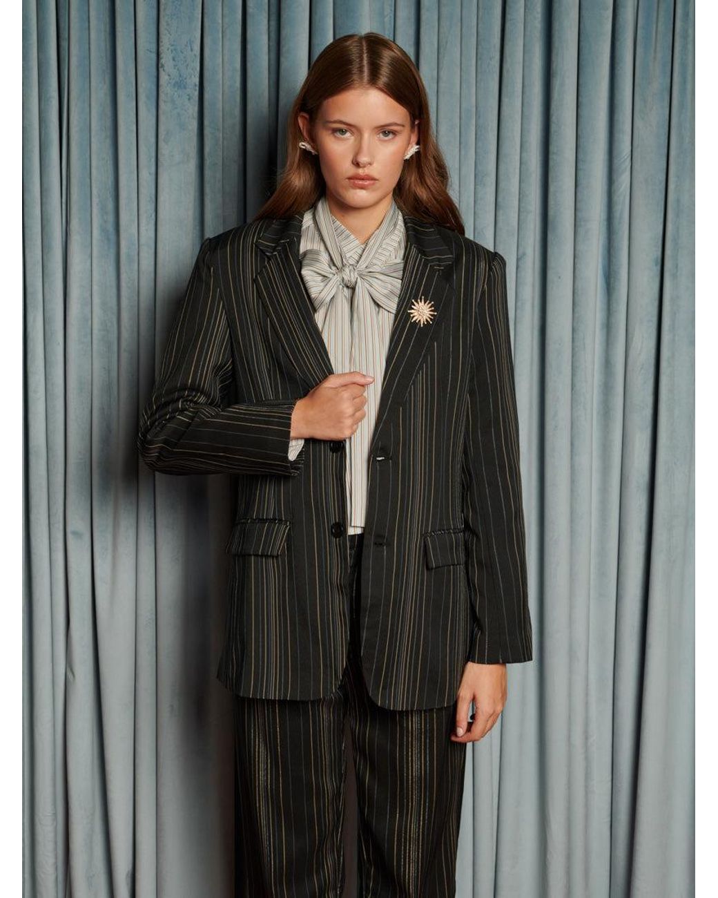 Sister Jane Gray Richie Stripe Single Breasted Blazer