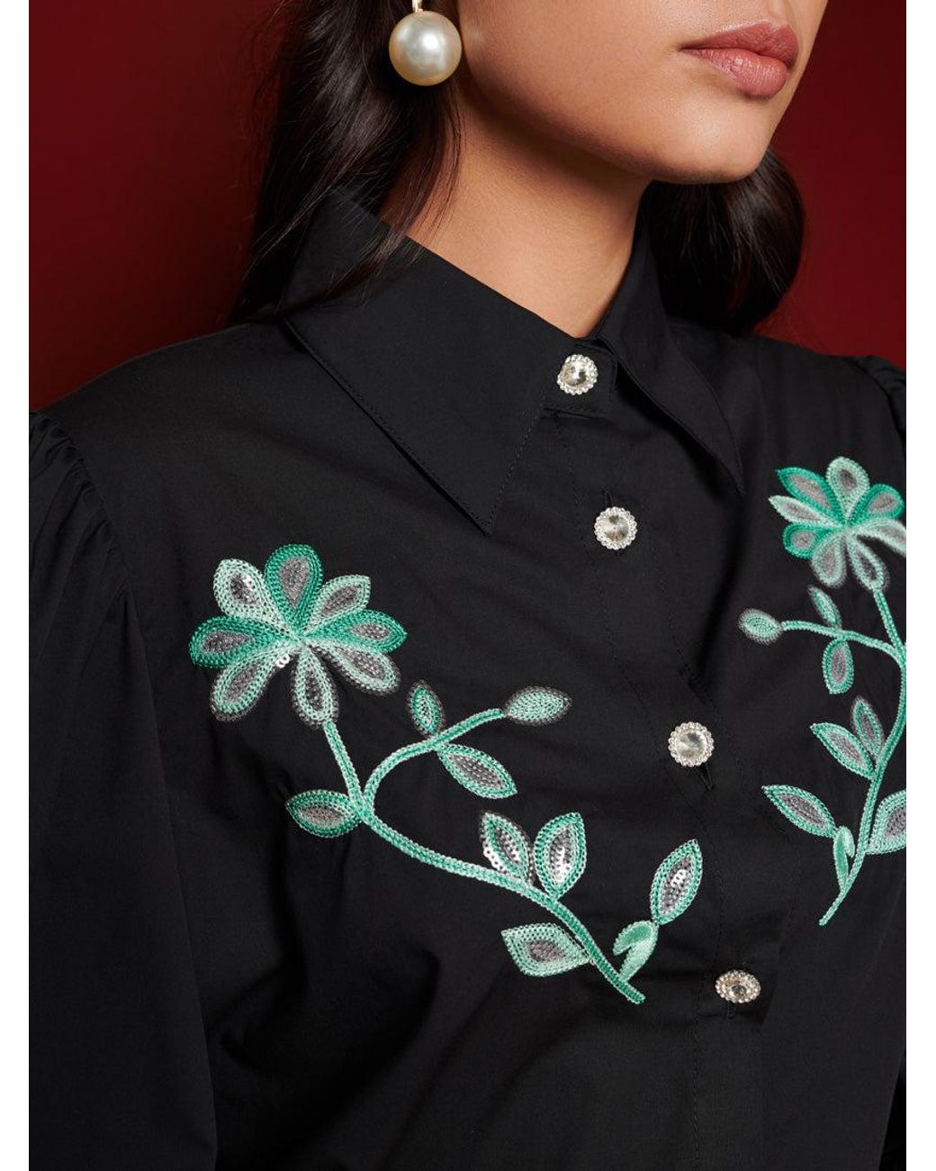 Sister Jane Red Dream Portrait Embroidery Shirt