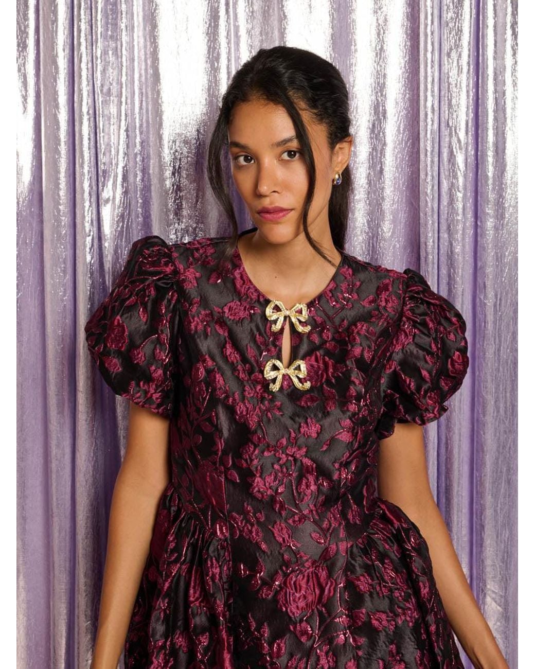 Sister Jane Purple Estate Jacquard Mini Dress