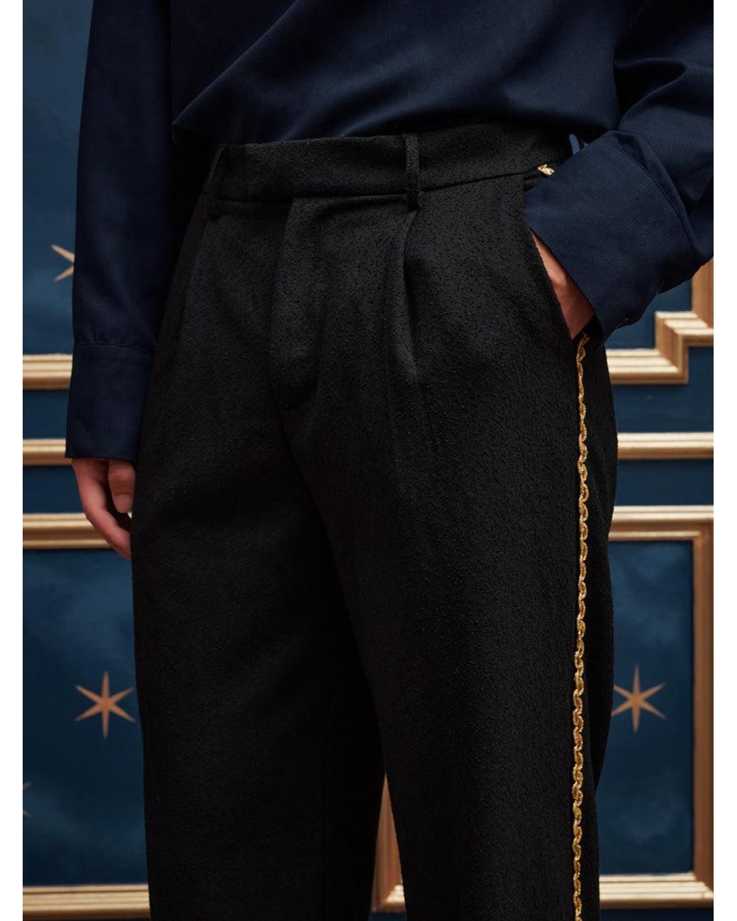 Sister Jane Blue Dylan Sequin Trim Trousers