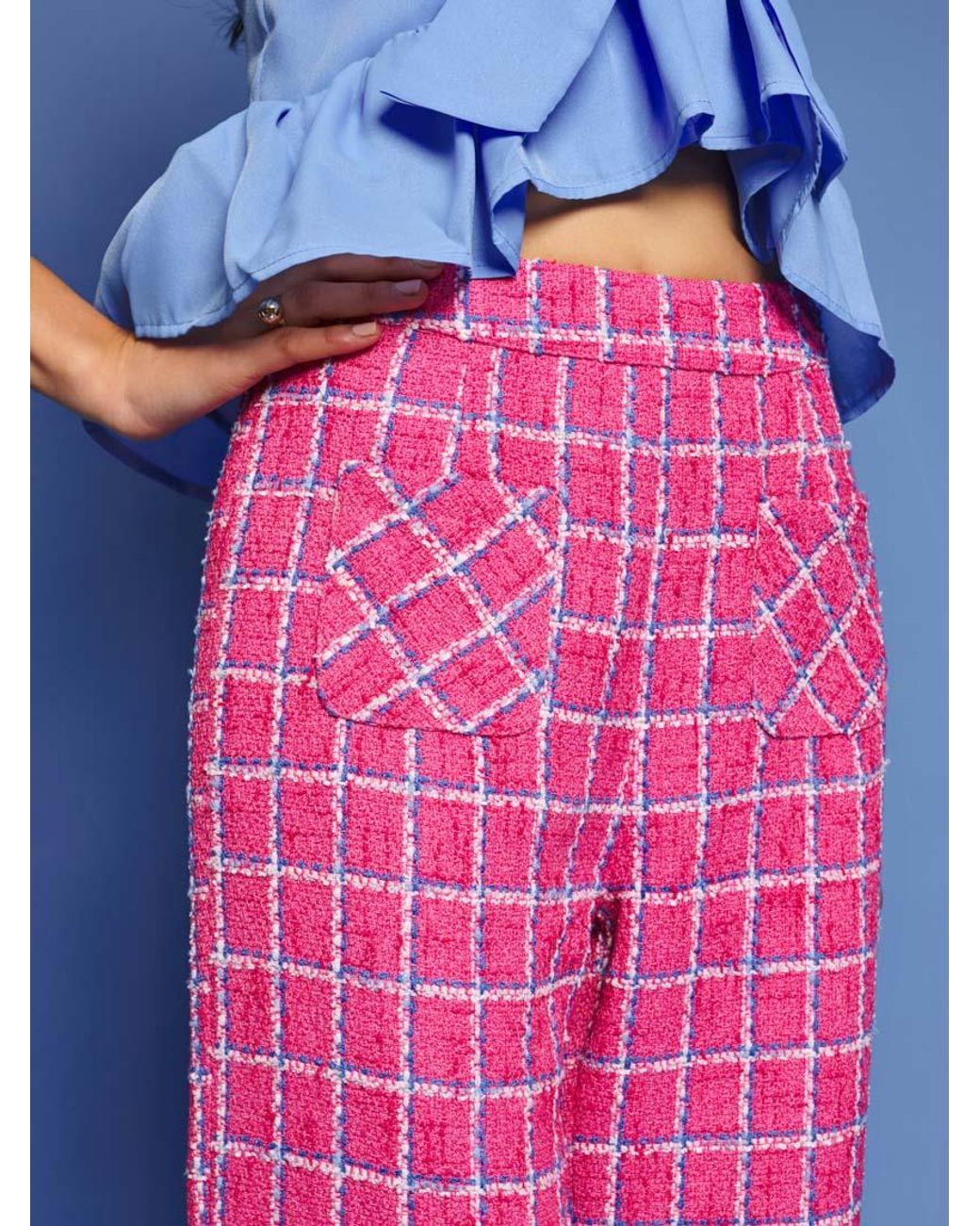 Sister Jane Pink Dream Cottage Check Tweed Trousers