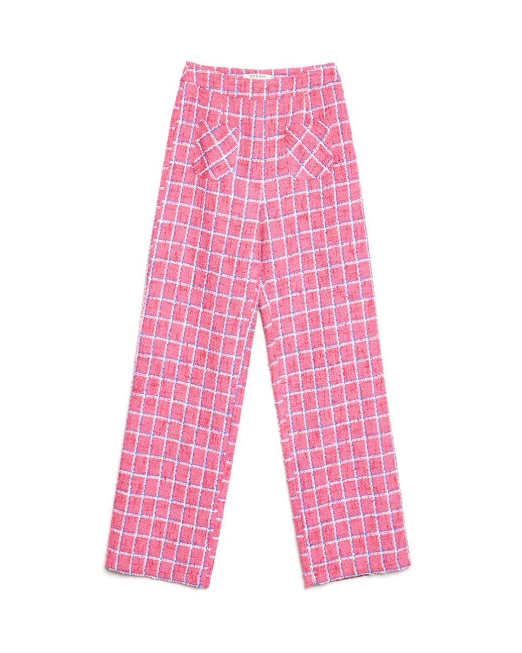 Sister Jane Pink Dream Cottage Check Tweed Trousers