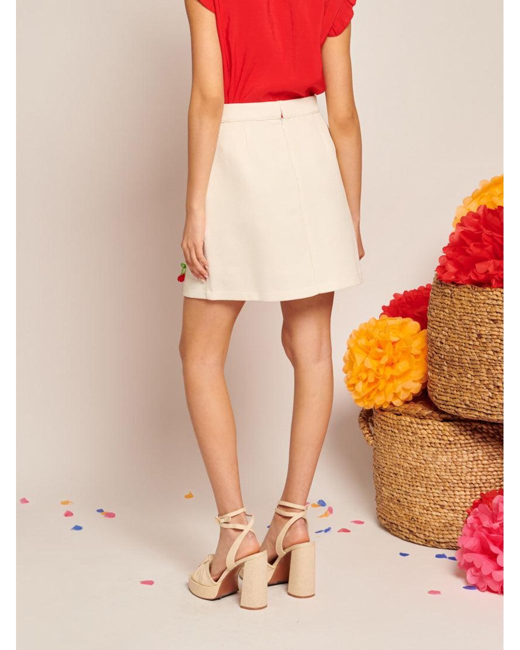 Sister Jane Orange Esperanza Embellished Tweed Mini Skirt