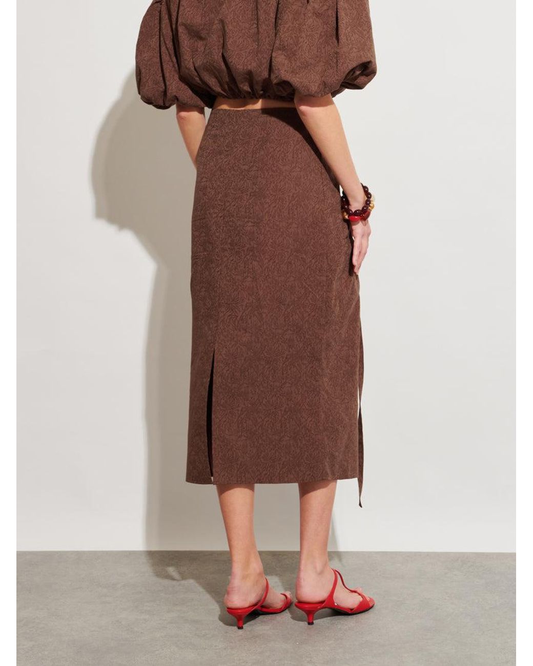 Sister Jane Brown Ghospell Tania Ruched Midi Skirt