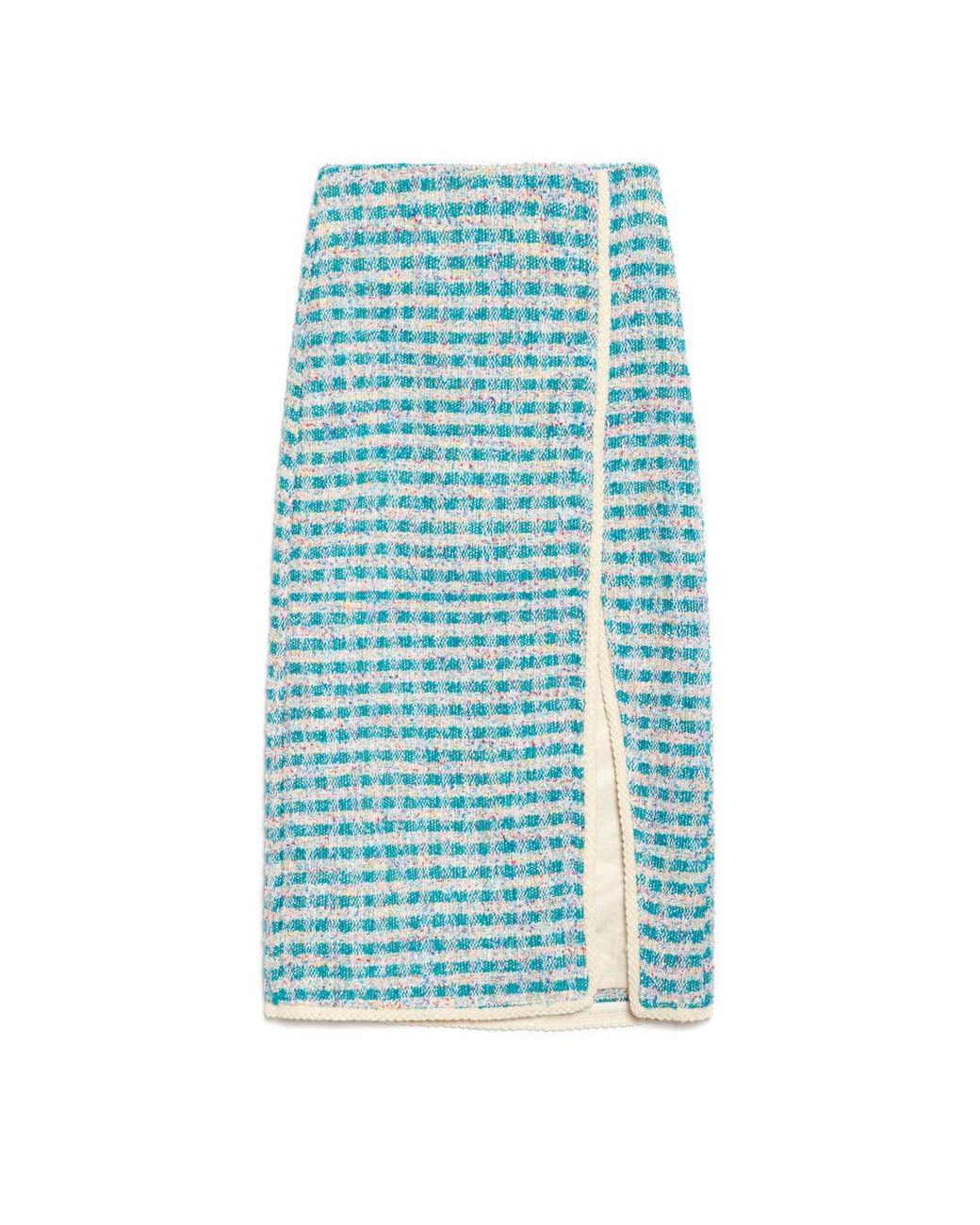 Sister Jane Blue Dream Novelty Tweed Midi Skirt