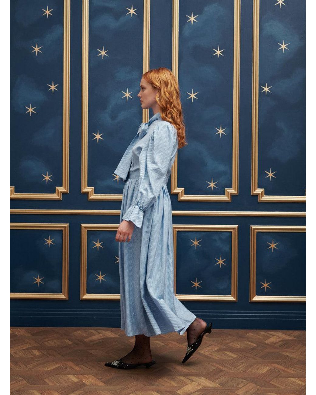 sister jane blue bow dress Sister Jane Salle Stripe Bow Dress in Blue