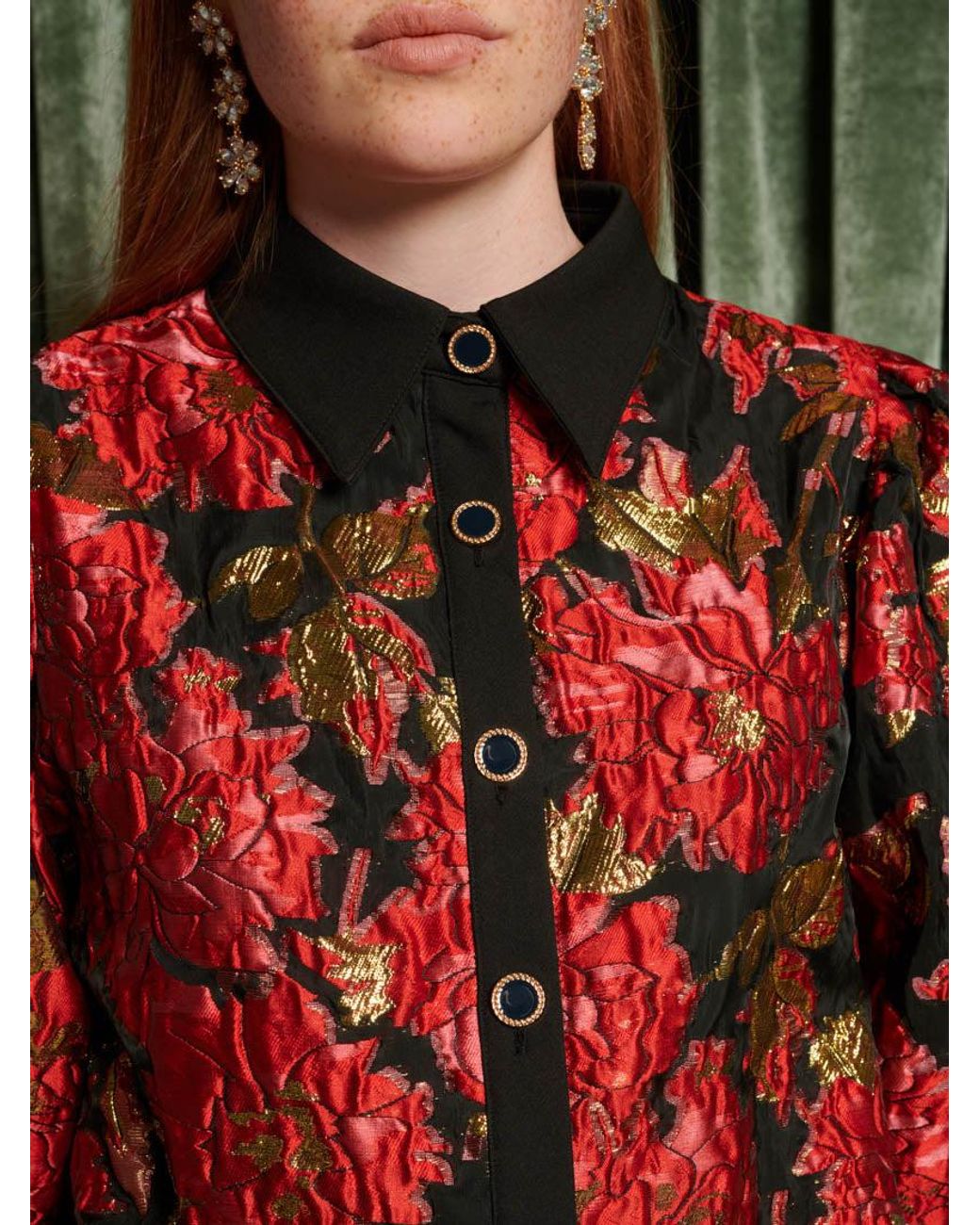 Sister Jane Red Dream Illusions Jacquard Blouse