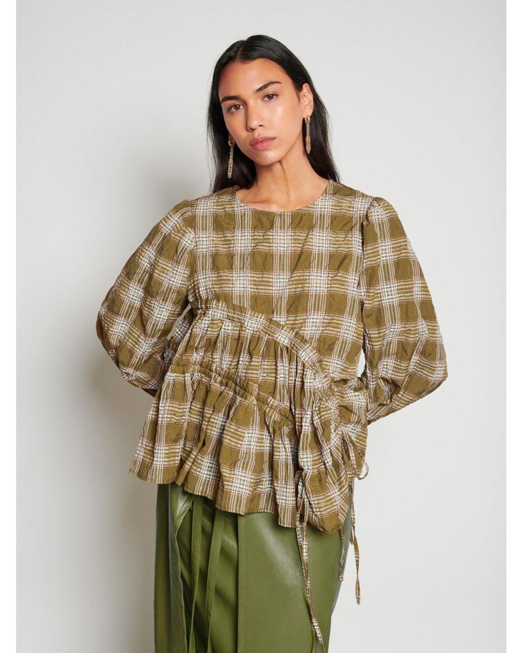 Sister Jane Green Ghospell Fern Check Ruched Top