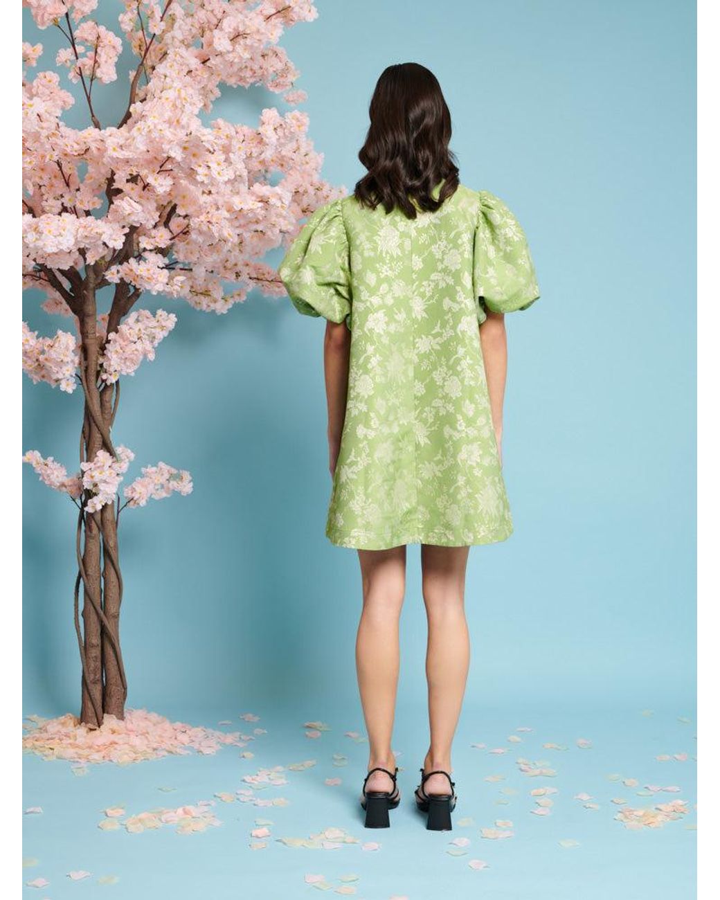 Sister Jane Laurel Jacquard Bow Dress in Green | Lyst