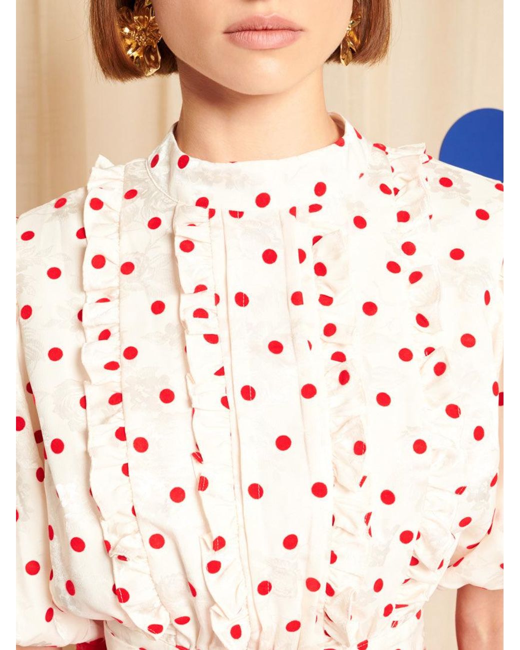 Sister Jane Red Dream Provence Spot Ruffle Top