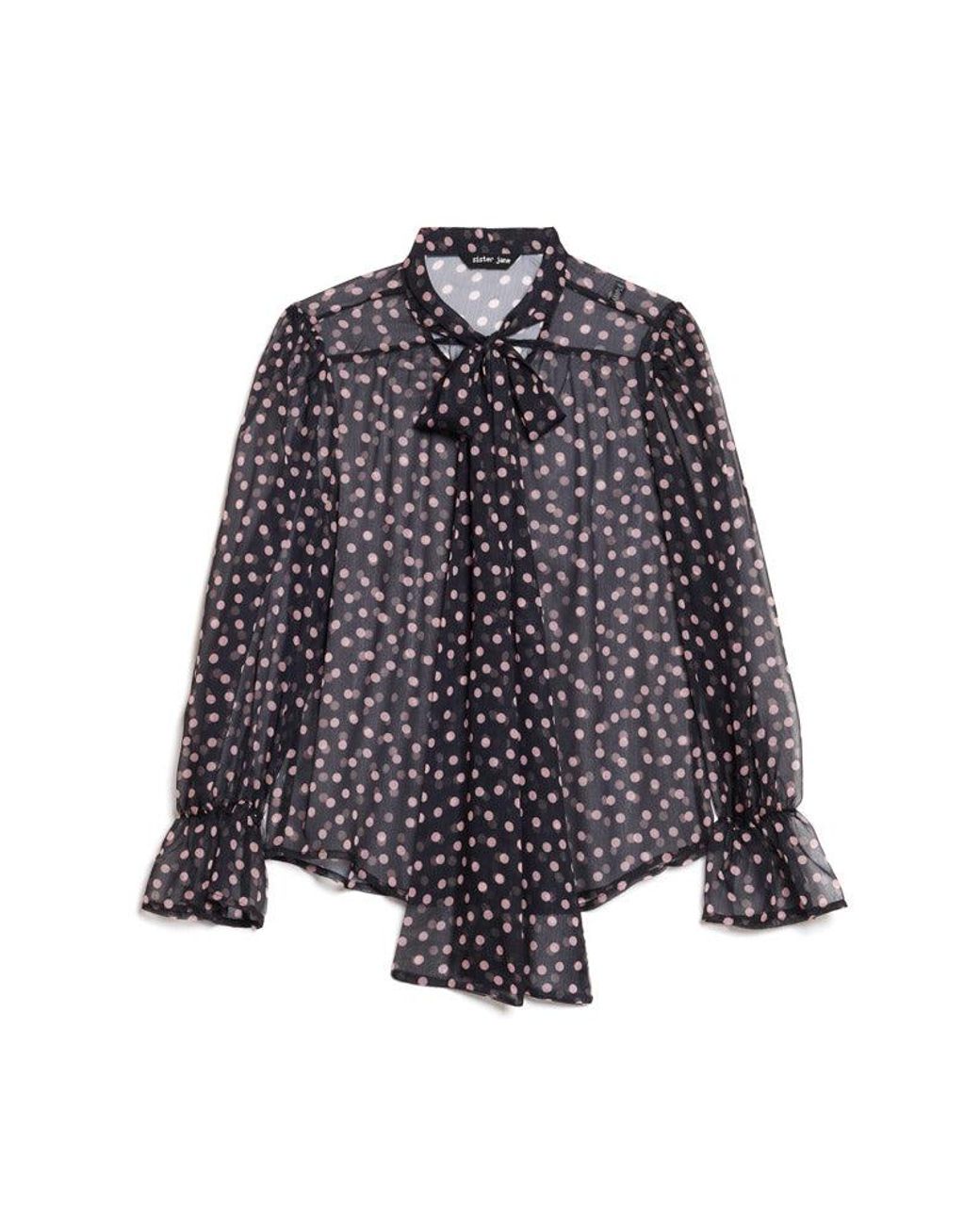 Sister Jane Natural Painterly Polka Chiffon Blouse