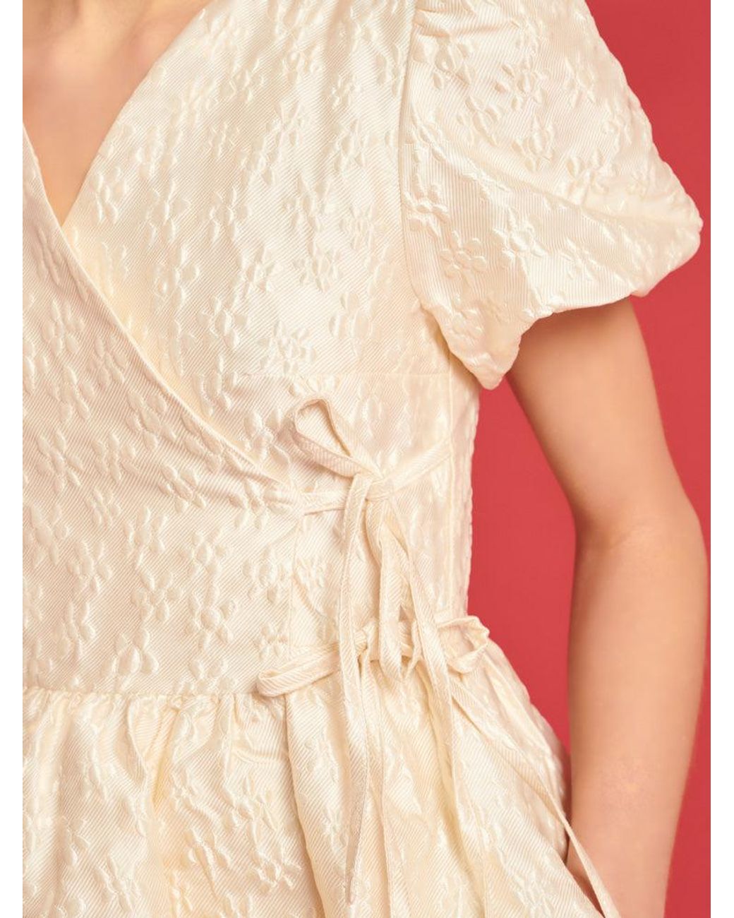 Sister Jane Red Dream Lilith Jacquard Wrap Dress