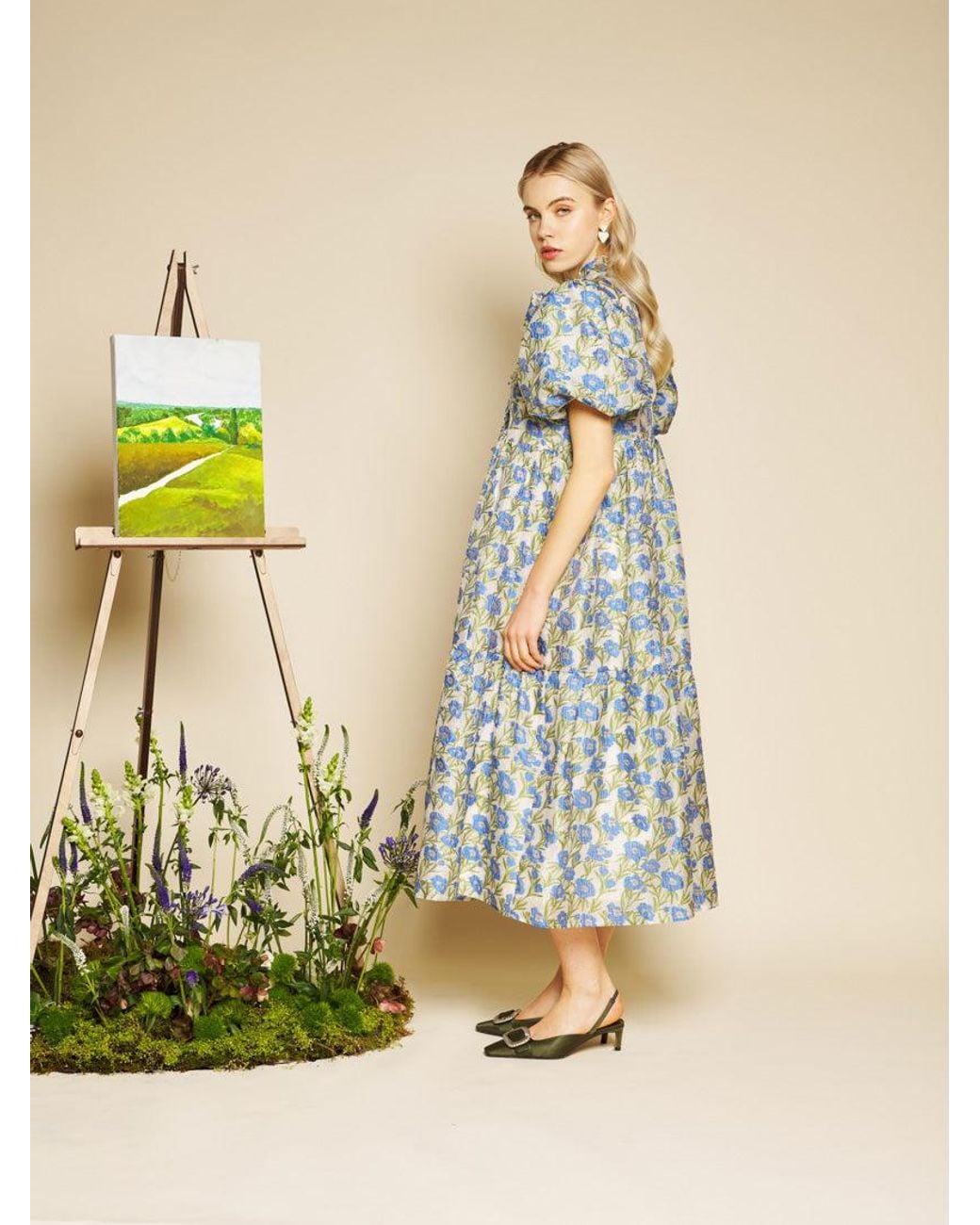 Sister Jane Blue Iris Jacquard Midi Dress