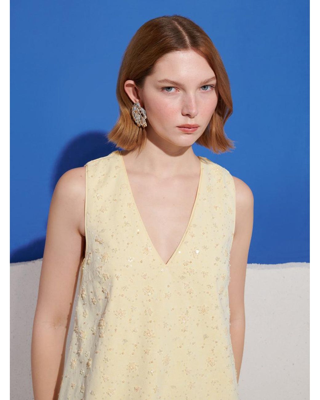 Sister Jane Blue Lemon Zest Embellished Mini Dress