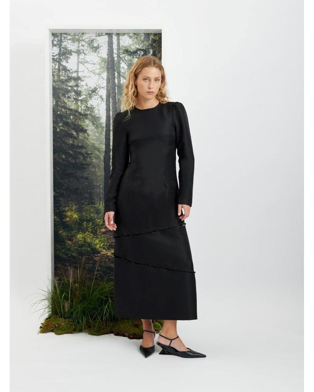 Sister Jane Black Ghospell Tabitha Button Up Midi Dress