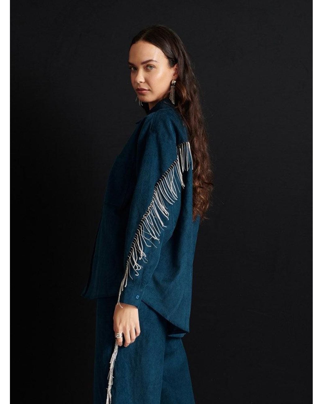 Sister Jane Blue Ghospell Carmen Cord Shirt